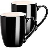 gegewawa Coffee Mug Ceramic, Black Coffee Cups Ceramic Set of 2, 12 Oz Large Coffee Mug for Latte, Tea, Cappuccino, Cocoa-Microwavable
