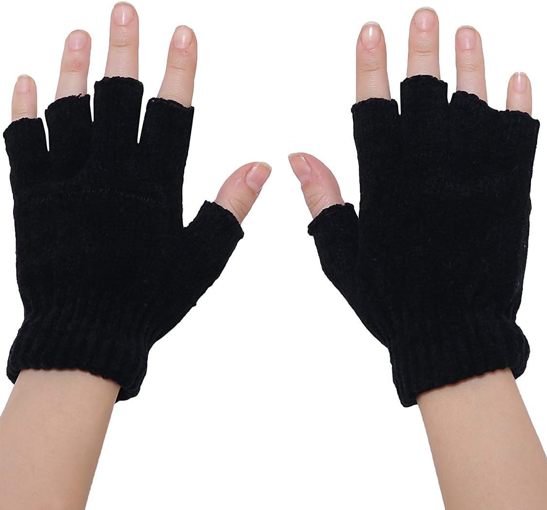 Shopolica Finger Cut Gloves For Winter Men Women Girls Unisex Warm Fabric