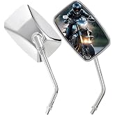 10MM Chrome Motorcycle Mirrors Universal Handlebar Rear view Mirrors Compatible with Honda Shadow Magna 750 Kawasaki Vulcan VN 500 800 1500 1600 Suzuki Aprilia Street Bike Cruiser Scooter