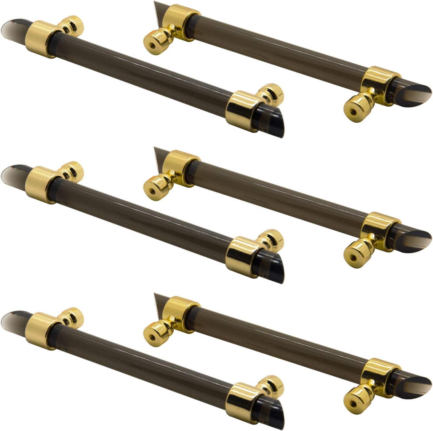 Combination of Life Dark Acrylic Lucite Polished Gold Cabinet Drawer Pull Handles with Hardware 130mm Holes Center Set of 6