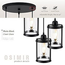 Osimir 3-Light Pendant Lighting, Black Dining Room