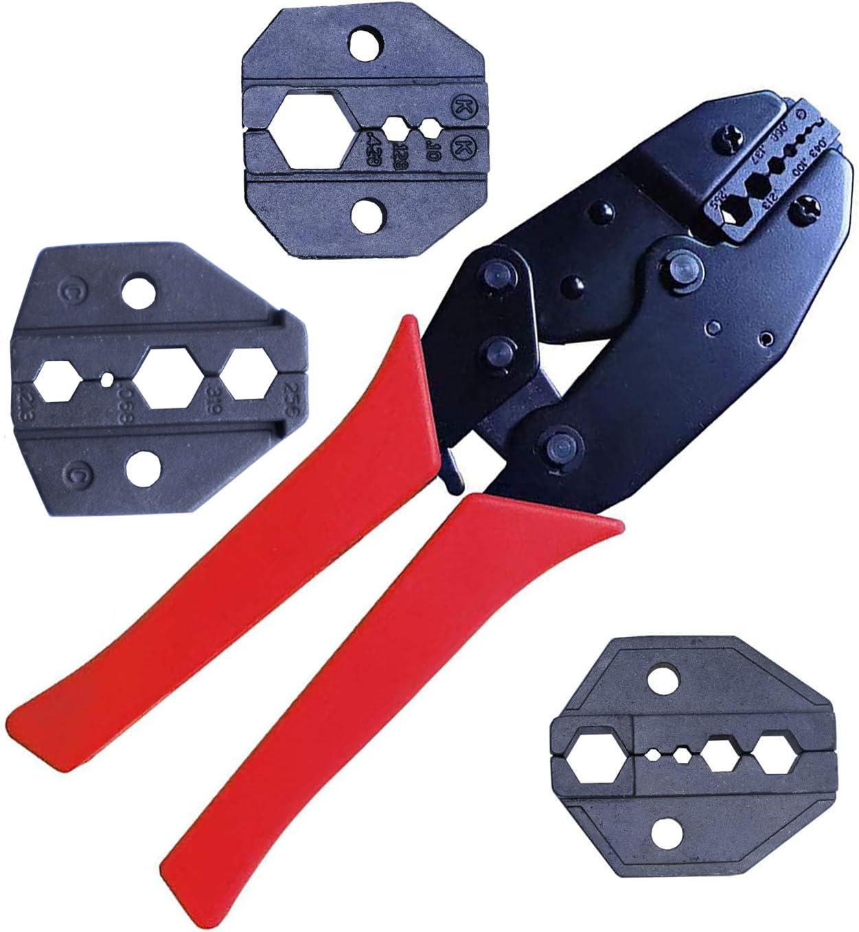 Nikang Crimping Tool Set, 4 Interchangeable Dies, Crimp RF Connectors BNC TNC SMA UHF PL259 N F ST SC etc, Ergonomic Pliers