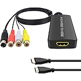 Dingsun SVideo to HDMI Converter 3RCA AV S-Video R/L Audio Vdieo Converter Adapter Support 1080P/ 720P Compatible with WII U 