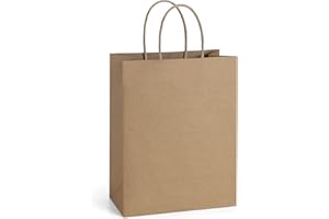 BagDream Gift Bags 8x4.75x10.5 Paper Bags with handles 25Pcs Kraft Retail Paper Sacks Medium Size Brown Party Favor Bags for 
