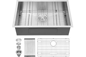 Kichae Kitchen Sink Undermount - 28 Inch Undermount Sink Single Bowl 16 Gauge Stainless Steel Kitchen Sink Round Corner Undermount Kitchen Sink Basin