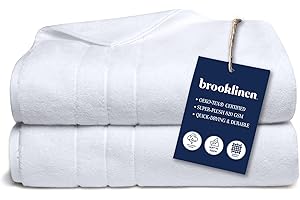 Brooklinen Super-Plush Turkish Cotton Bath Sheets Set of 2 Cotton, 820 GSM, Highly Absorbent, Machine Washable, Perfect for Home & Bathroom (40" x 65", White)