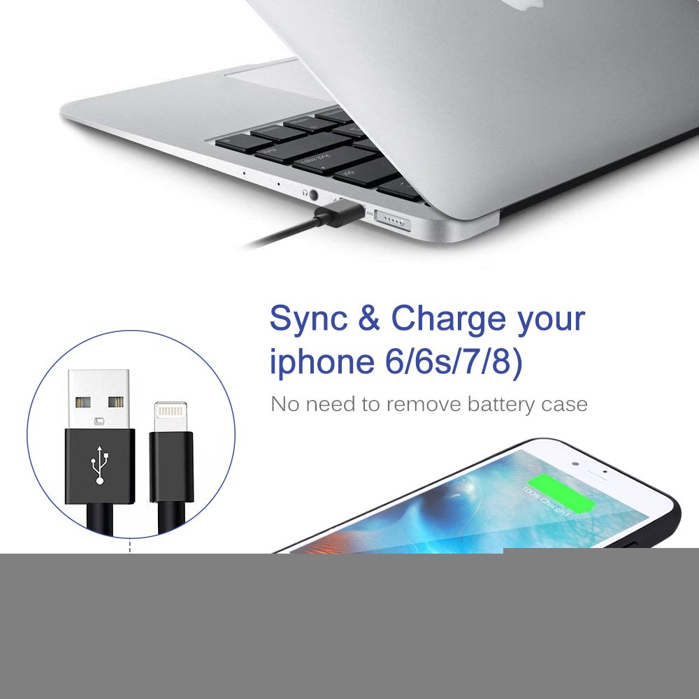 Mbuynow Akku Hülle für iPhone 6S, 2500mAh Externer Battery Case Extra 250% Akkulaufzeit Magnetische Schutzhülle mit Zusatzakku für iPhone 8/iPhone 7/iPhone 6