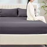 My Home Store Fitted Sheet 100% Egyptian Cotton 300TC Charcoal Super King view 2