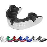 OPRO Sports Mouth Guard Silver Level – Moldable, Multi-Layer Protection for Boxing, Hockey, Rugby, MMA, Jiu Jitsu, UFC & Football – Includes Mouth Guard Case (Adult, White/Black)