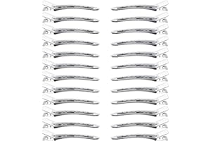 24 Pcs 3.5" Duck Bill Silver Alligator Metal Rustproof Hair Rollers Pins with Curl Clips Holes for Styling Coloring Hairdress