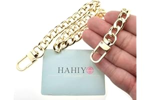 HAHIYO Purse Chain Strap Length 15.7 inches SPOT-ON Gold for Shoulder Cross Body Sling Purse Handbag Clutch Replacement Strap Comfortable Flat 0.4” Wide Enough 2.4mm Extra Thick Metal Strap 1 Pack