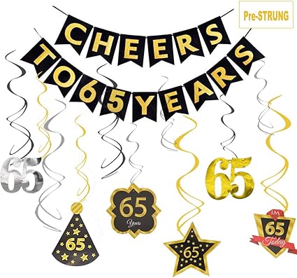 Amazon Com 65th Birthday Banner Party Decorations Jeswell Pre