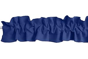 Zen Creative Designs Solid Poplin Sleeve Topper Window Valance Top Bottom Ruffle Home Décor Bedroom Nursery Kitchen Window (58" Wide x 5" Tall, Navy)