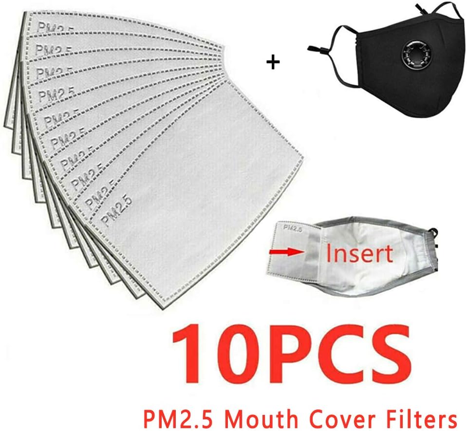 PM2.5 Activated Carbon Filter with Mouth Cover 5-Ply Protective Filter Replacement for Face Cover (10)