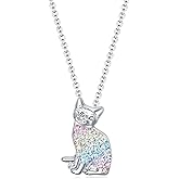 Little Cat Necklace Gifts for Girls,Rainbow Dainty Kitty Necklaces Jewelry Gift for Women Boys Teen Girls Cat Lovers