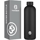 Insulated Water Bottle with Lid, 25 oz Reusable Leak-Proof Metal Stainless Steel Water Bottles for Travel, Sports, Gym, Outdoor (Black)