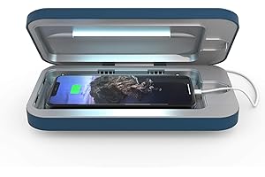 PhoneSoap Go Battery Powered UV Cell Phone Sanitizer & Universal Phone Charger Box | Patented & Clinically Proven 360-Degree UV Box for Smartphones | Disinfects & Charges On The Go (Indigo)