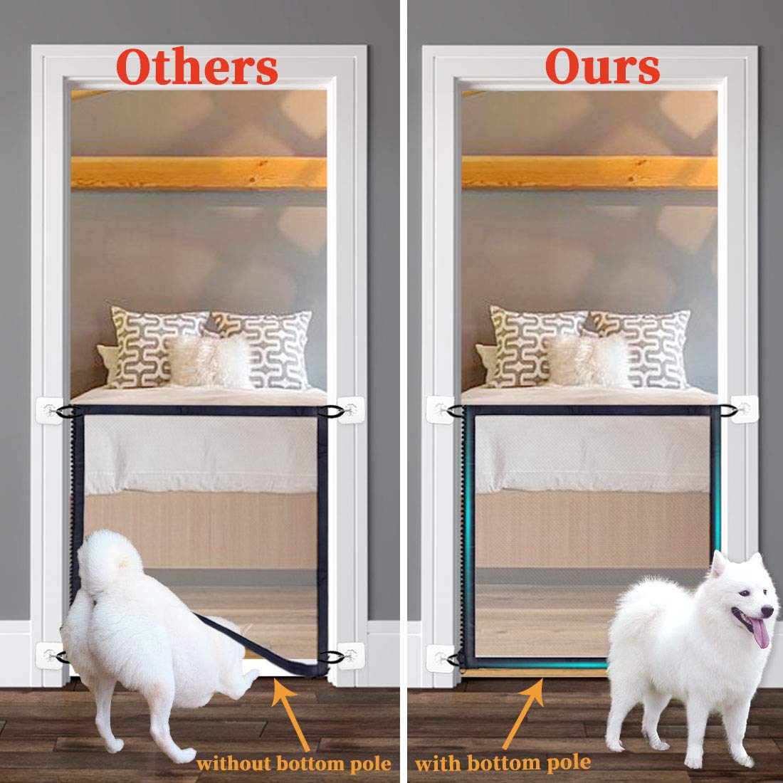 3-in-1 Sizes Magic Gate Pet Gate for Dog Doors with Hooks Safety Fence Black (71" 43" 27" Length) : Baby