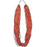 TG,LLC Treasure Gurus Coral Red 30 Strand Glass Seed Bead Necklace Womens Jewelry Chain