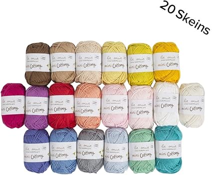 20 Skein 100 Cotton Mini Yarn Total 17 6 Oz Each 0 88 Oz 25g 65 Yrds 60m Light Dk Worsted Assorted Colors Yarn 20 Skein 100 Cotton Mini Yarn Total 17 6 Oz Each 0 88 Oz 25g 65 Yrds 60m Light Dk Worsted Assorted Colors Yarn