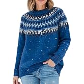 Womens Fair Isle Sweaters Vintage Argyle Iceland Norway Sweater Colorful Crew Neck Long Sleeve Pullover Jumper Tops