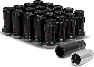 Amazon Com M12 X 1 5 Closed End 16pc Aluminum Alloy Wheel Lug Nuts 4 X Lock Nut 1 X Key Black Accents Black Body Automotive