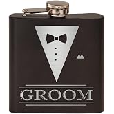Rogue River Tactical Funny Groom Tuxedo Tux Stainless Steel Hip Flask Premium Matte Black Makes a Great Gift for Him Dad Father Gag Joke Groomsman
