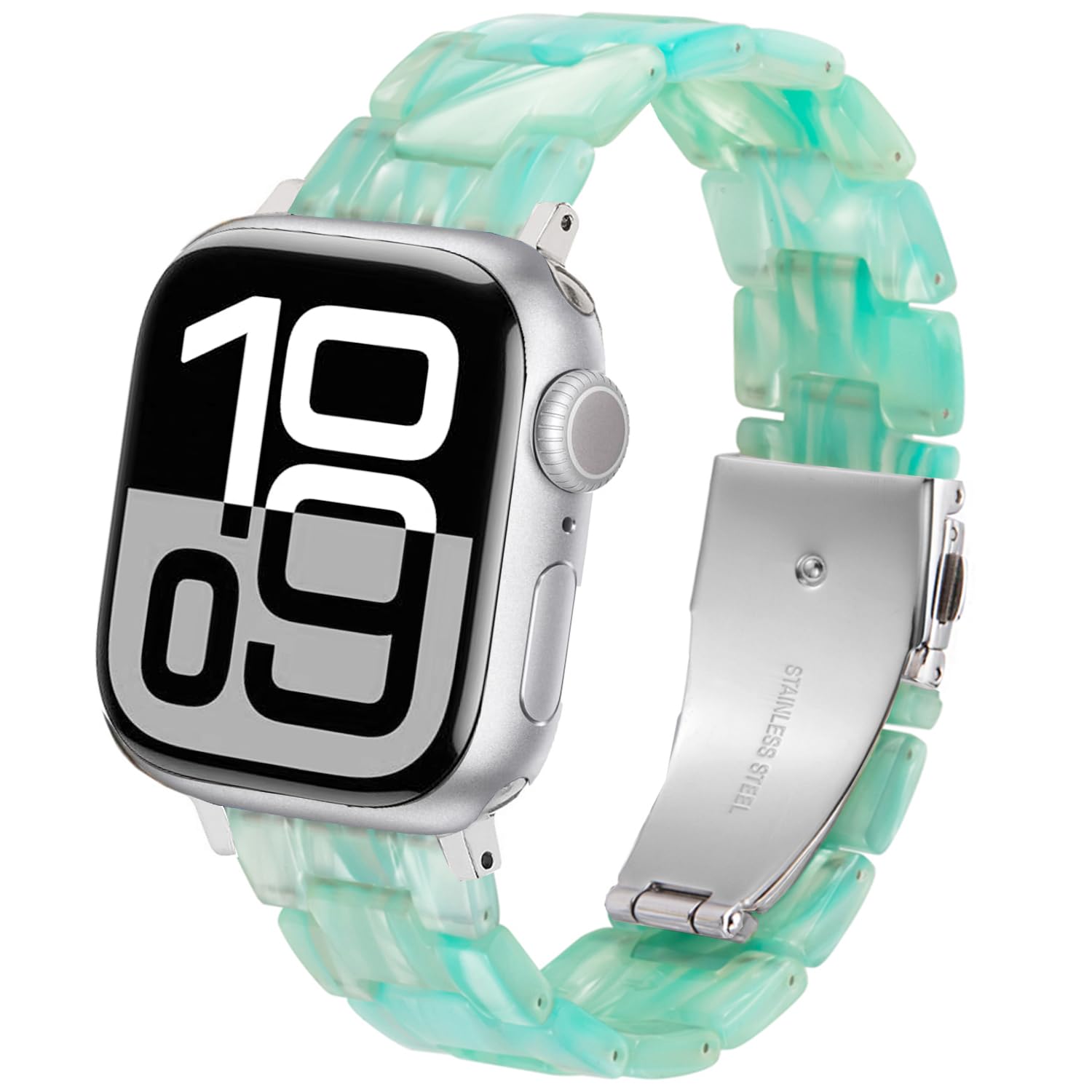 DEALELE Bands Compatible with Apple Watch 49mm 46mm 45mm 44mm 42mm, Colorful Resin Replacement Strap for iWatch Series 10/9 / 8/7 / 6/5 / 4/3 / Ultra/SE Women Men, Silk jade