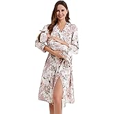 Galabloomer Vintage Maternity Robe and Baby Receiving Blanket, Matching Mommy Labor Delivery Robe and Swaddle Set