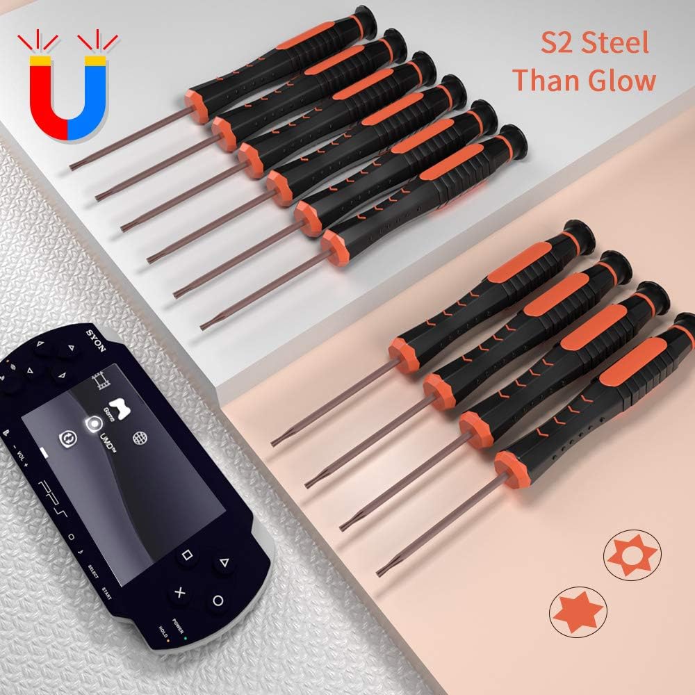 XBRdepot Torx Screwdrivers Set T2 T3 T4 T5 T6 T7 T8 T9 T10 Security Torx Bits Star DIY Repair Kit ESD Tweezers for Xbox PS4 Macbook Laptop Computer Doorbell Folding Knife HDD - Video Game Accessory Kits - 
