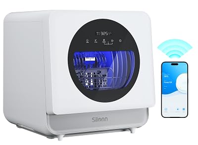 Silonn Portable Countertop Dishwasher | Smart App Control, Triple-Jet Cleaning, Built-In Water Tank & Dual Supply | Compact for Dorm, Apartment, RV