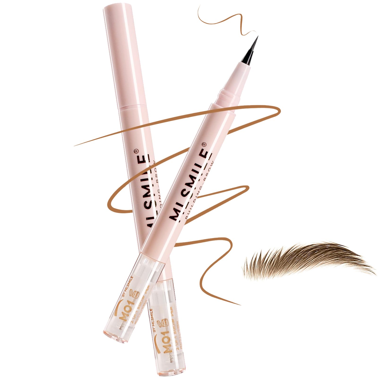 Microblading Eyebrow Pen And Eyebrow Gel Clear, 2 In 1 Magic Eyebrow Pencil Eyeliner 24h Long-Lasting Waterproof Eye Brow Pen For Natural Defined Eyebrows Smudge-Proof Makeup Pen (01#Blonde)