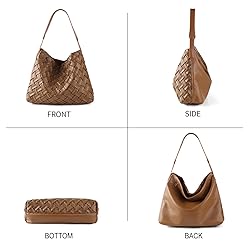 JINMANXUE Women Boston Bag Woven Vegan Leather