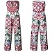 ECOWISH Womens Off Shoulder Floral Print Strapless Jumpsuit Wide Leg Rompers Pink M