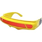 grinderPUNCH Futuristic Space Alien Costume Sunglasses Cyclops Shield Party Mirror Mono Lens 2 Pack (Yellow - Red Lens)