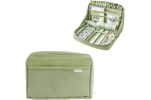 UIVXXUD Kawaii Cute Aesthetic Pencil Case - Large Capacity Canvas Pen Pouch Bag (Green)