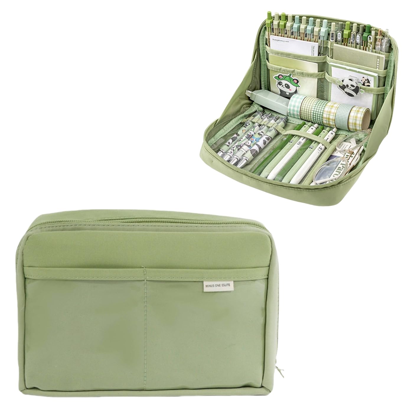 Photo 1 of UIVXXUD Kawaii Cute Aesthetic Pencil Case - Large Capacity Canvas Pen Pouch Bag (Green)