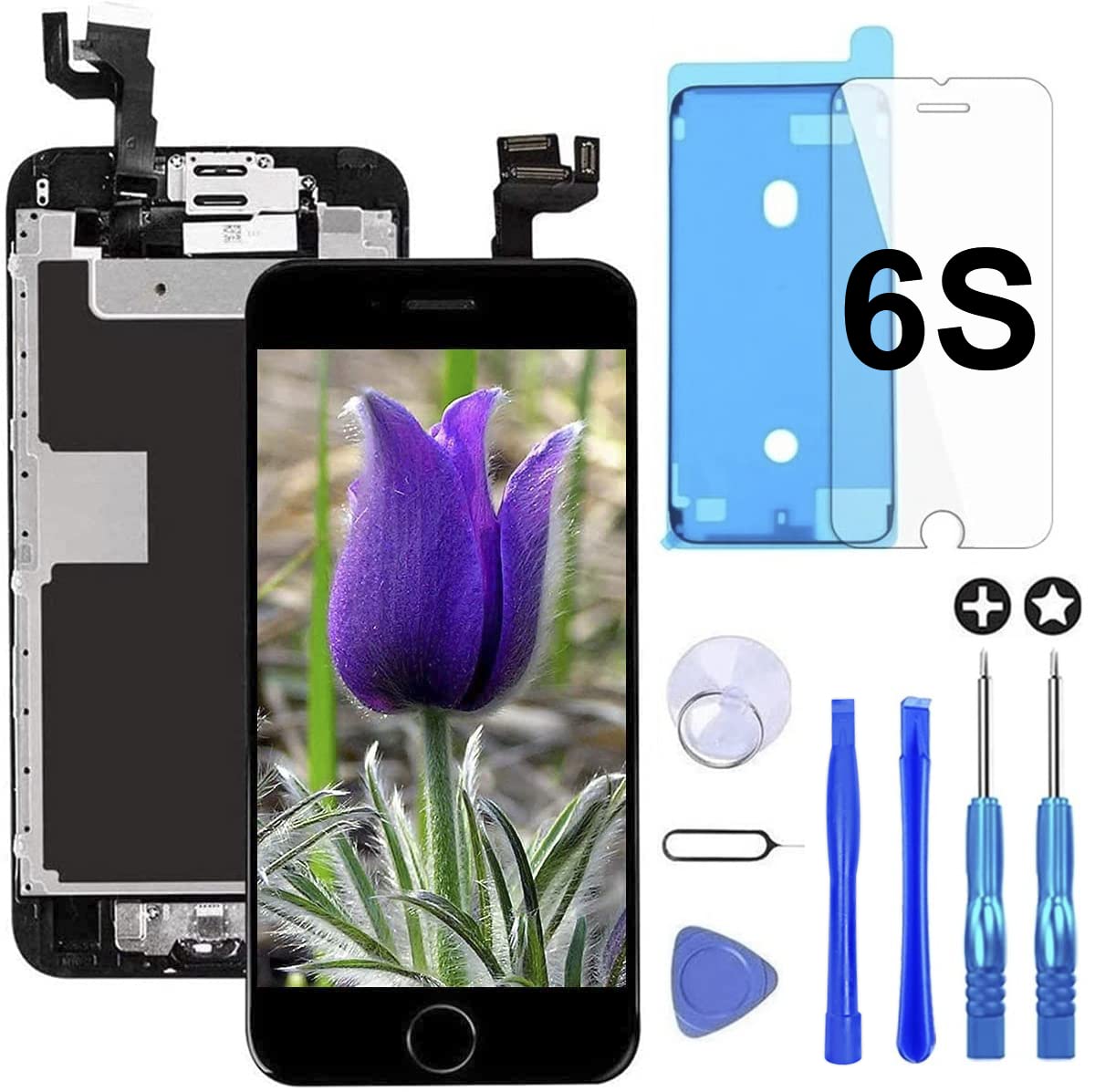 Photo 1 of Brinonac for iPhone 6s Screen Replacement Black Touch Display LCD Digitizer Full Assembly with Complete Repair Tools and Screen Protector
