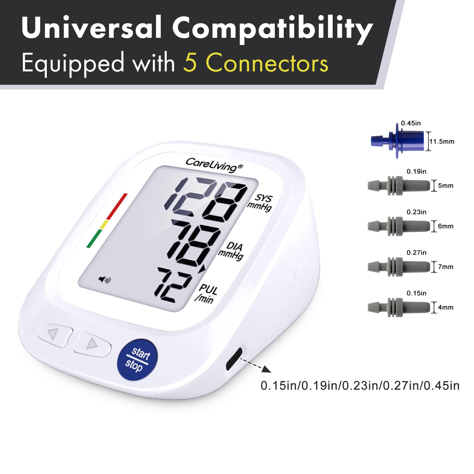 CareLiving Small Blood Pressure Cuff 5.5”-9.5” Inches (14-24CM), Small Child Cuff, Compatible with Most Monitors, ARM Blood Pressure Replacement Cuff with 5 Connectors