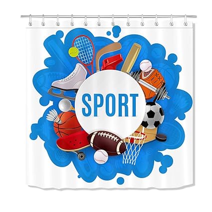 Amazon Com Lb Football Baseball Golf Shower Curtain For Bathroom