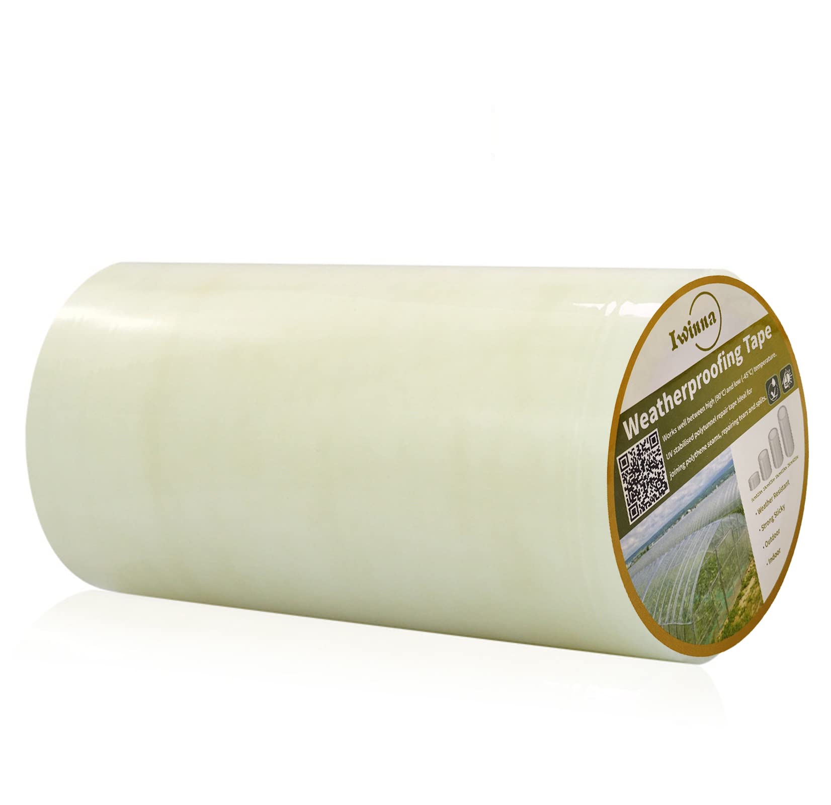 Iwinna Extra Strong Polytunnel Greenhouse Clear Polythene Repair Tape, Clear Waterproof Gardening Farming(25m x 200mm)