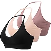 MsAnya Women Halter Bra Top Yoga Bralette Crop Tanks Workout Sports Bras V Neck with Adjustable Strap Seamless Padded