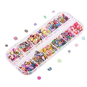 CCINEE Nail Art Slice with Fruit Flower Food Slice Assorted Designs Polymer Clay Nail Decoration Slice for Slime DIY Craft Projects Decoration