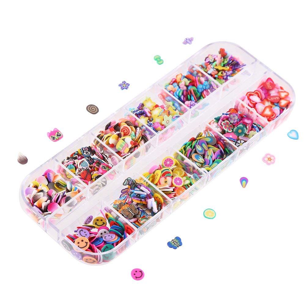 Photo 1 of CCINEE Nail Art Slice with Fruit Flower Food Slice Assorted Designs Polymer Clay Nail Decoration Slice for Slime DIY Craft Projects Decoration