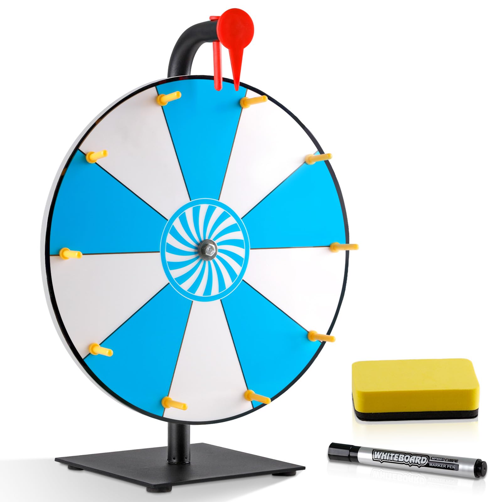 12 Inch Prize Wheel, 10 Slots Spin The Wheel, Spinning Wheel for Prizes Heavy Duty Fortune Spin with Dry Erase Marker&Eraser Tabletop Roulette Spinner for Fortune Spin Game, Tradeshow, Carnival