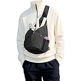 Black Pickleball Crossbody Sling Bag - Men's & Women's Pickleball Sports Backpack with Water Bottle Holder, Adjustable Pickleball
