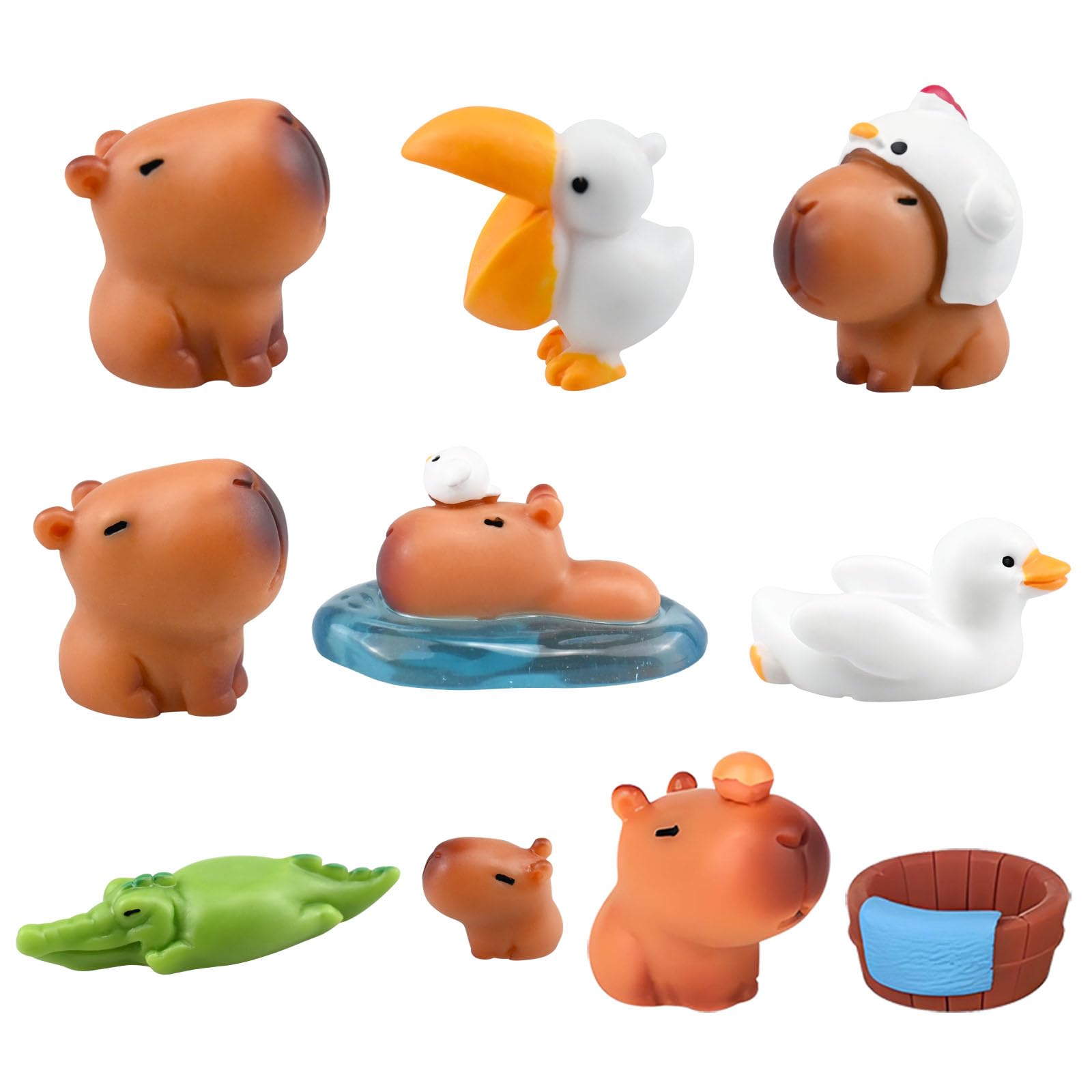 Photo 1 of 10Pcs Mini Capybara Figurines Cute Resin Cake Toppers, Miniature Capybara Figures for Birthday Decorations, Tiny Resin Animals for Car Dashboard Micro Landscape Bonsai Craft Décor