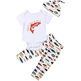 Muasaaluxi Newborn Infant Baby Girls Boys Daddy's Fishing Buddy Romper Bodysuit Fish Pants Hat 3Pcs Summer Outfit