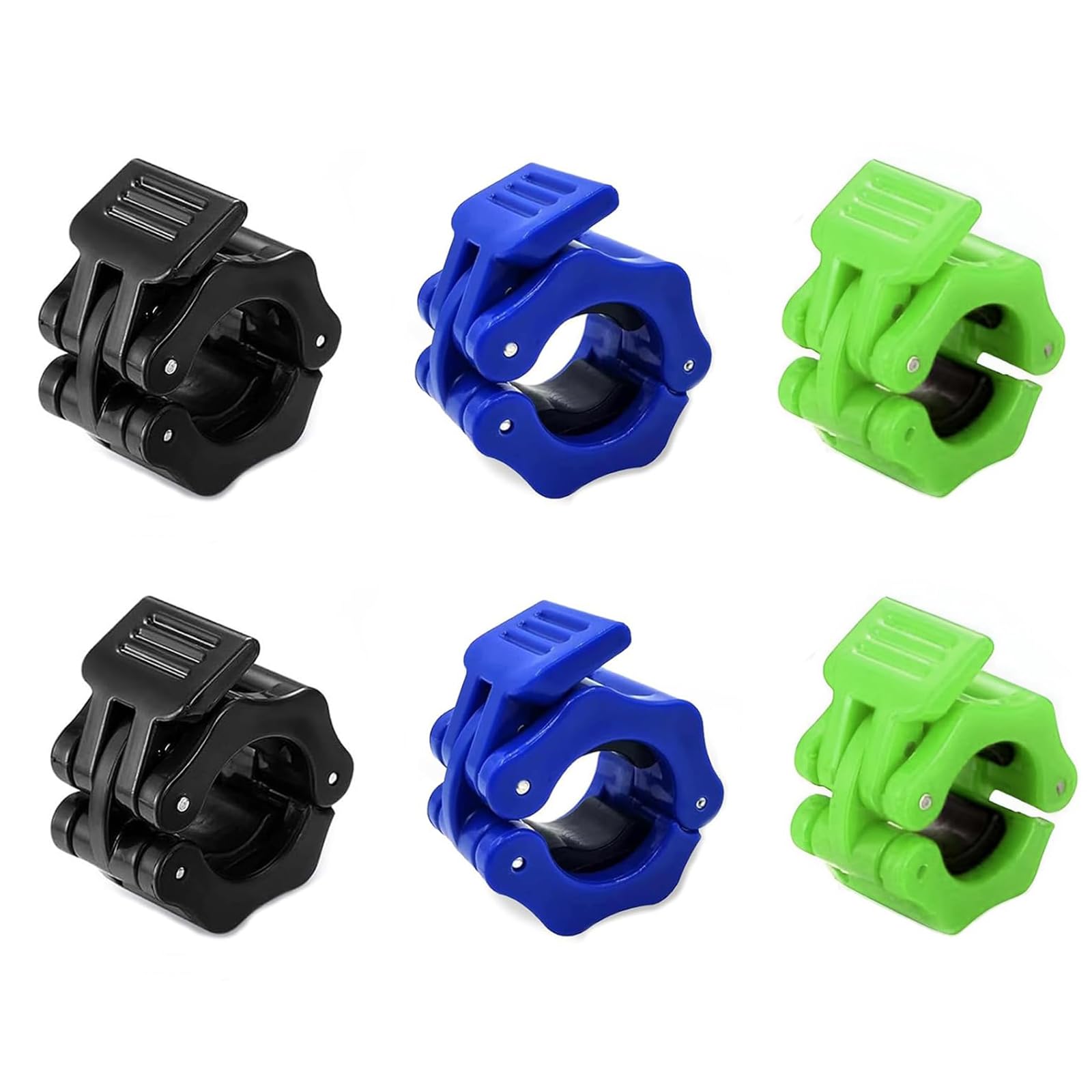 JSUOEO 6 PCS Barbell Clips, 1 Inch/2.5CM Non-Slip Quick Release Barbell Collars Weight Bar Clamps Clips Weightlifting Training Locks Clamp (3 colors)