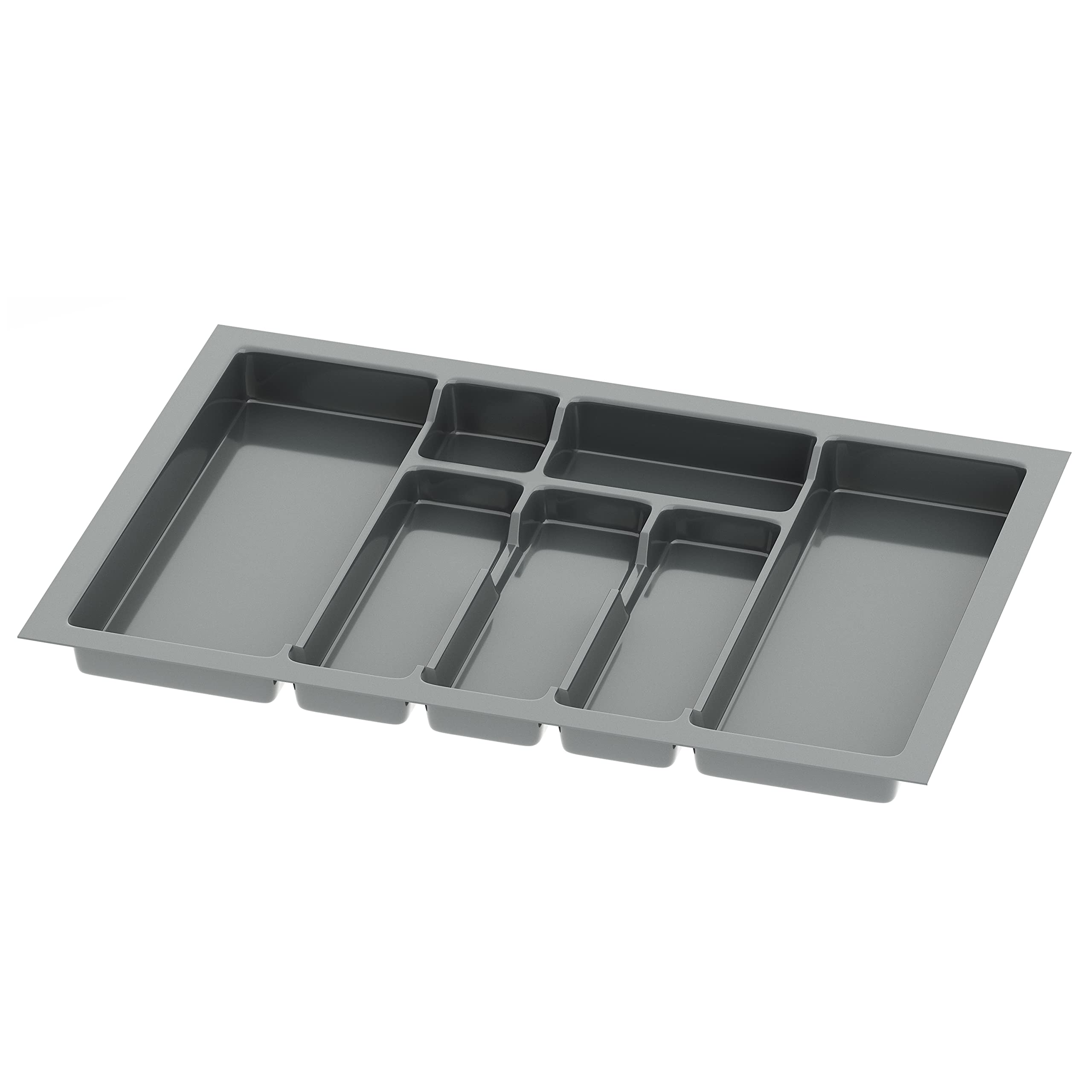 sossai® Divio Cutlery Tray for 70 cm Drawers, 63 x 43 cm (Width x Depth), Can Be Cut To Size, 7 Compartments, Colour: Anthracite, Cutlery Tray Organiser System